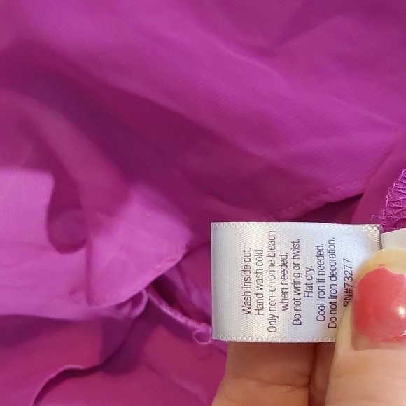 Jennifer Lopez- Bright Purple Flowy Chiffon Blouse W/ Neckline Beads  Sz.XL - Picture 9 of 9